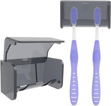 Toothbrush Holder Wall Mounted with Cover for Bathroom, 2 Slots Toothbrush Stora