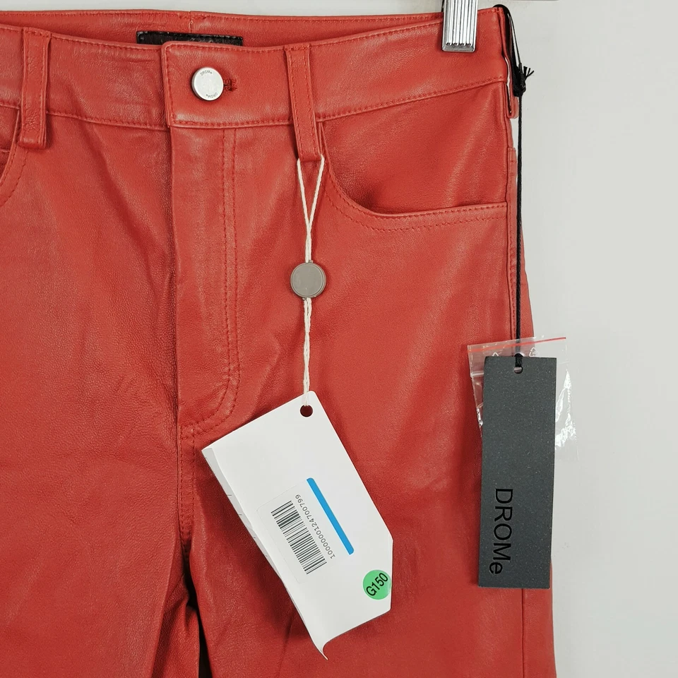 DROMe Mujer Talla XS o 6 / EE. UU. 2 Rojo Cuero Ajustado Leggings Pantalones NUEVO PRECIO DE VENTA SUGERIDO POR EL FABRICANTE $1300 Foto 2 de 4