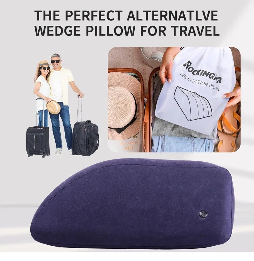 Almohada de cuña inflable XL azul para viajes y uso doméstico/camping/quirúrgico  Foto 3 de 4