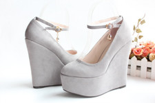 Women's Slope High Heel Bride Wedding Shoes Platform Wedge Heel Pump Shoes
