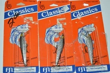 3 older lures dolphin minnow floating lure 2.5" silver black wright mcgill hooks