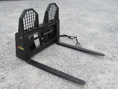 #ad 48″ Hydraulic Sliding Walk Through Pallet Fork Set Skid Steer Quick Attach $1781.99