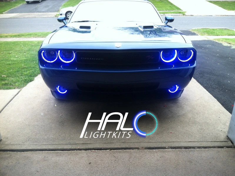 2008-2014 Dodge Challenger Blau LED Halo Scheinwerfer Licht Set Von - Bild 4 von 4