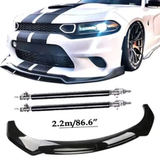 Fits 15-22 Dodge Charger SRT V2 Glossy Black Front Bumper Chin Lip Spoiler