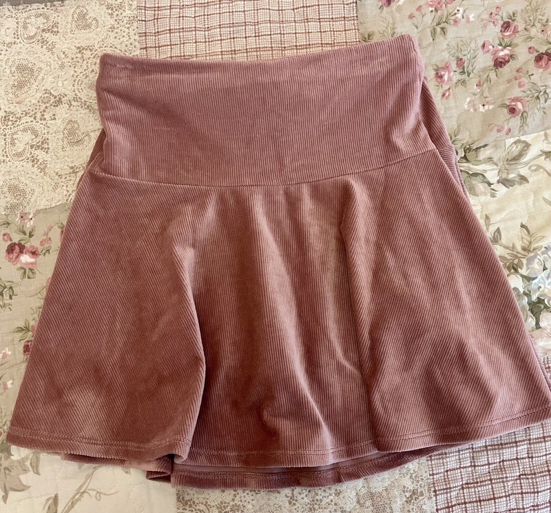 Knitworks Girls Skirt Size M 10-12 Mauve Corduroy Shorts Lining