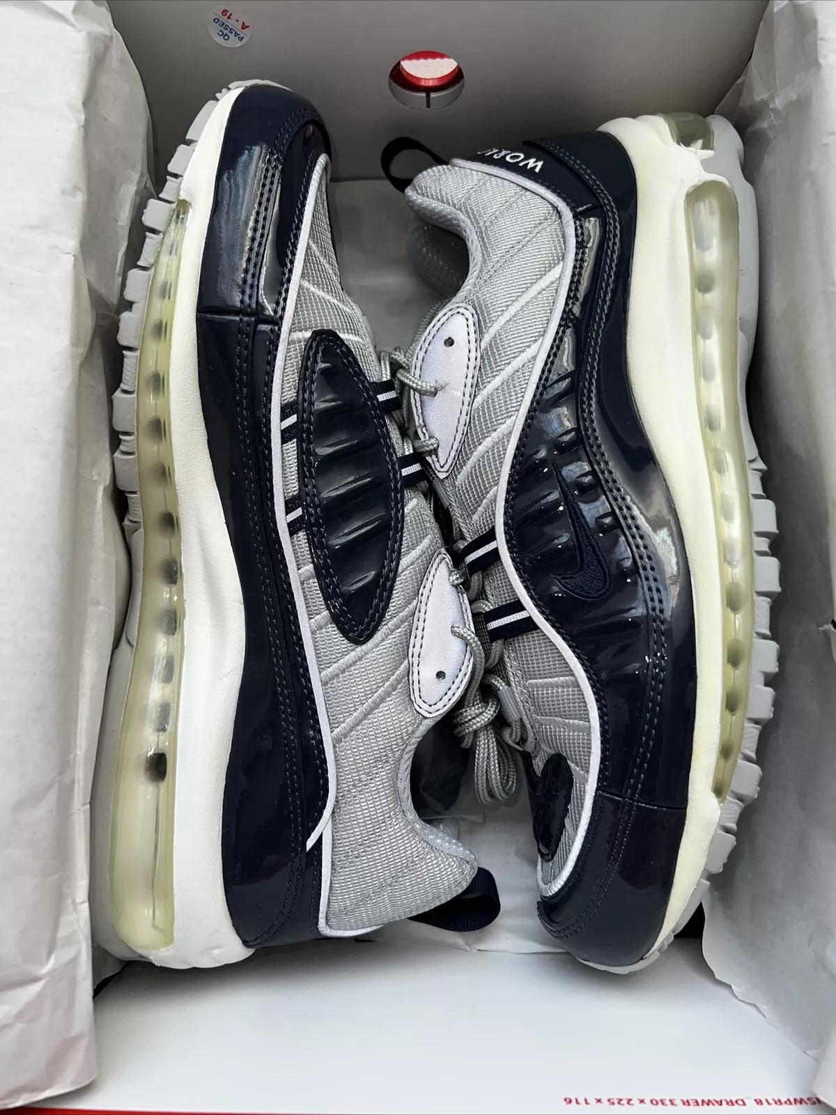 Vintage Nike Air Max 98 x bleu Supreme Obsidienne !UK8,5 !SS16 ! NEUF DANS SA BOÎTE ! Super rare !!!