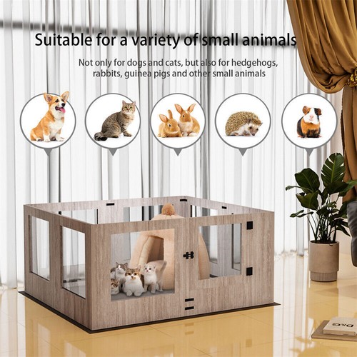 Caja para cachorros M-XXL con almohadilla impermeable acrílico transparente pluma para cachorros mascota perro perrera - Imagen 11 de 43