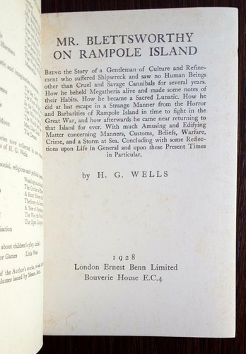 Mr. Blettsworthy on Rampole Island by H. G. Wells - Nice 1928 - Picture 7 of 7