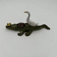 Lynn Bailey Folk Art Alligator With Turtle, Butterfly And Duck