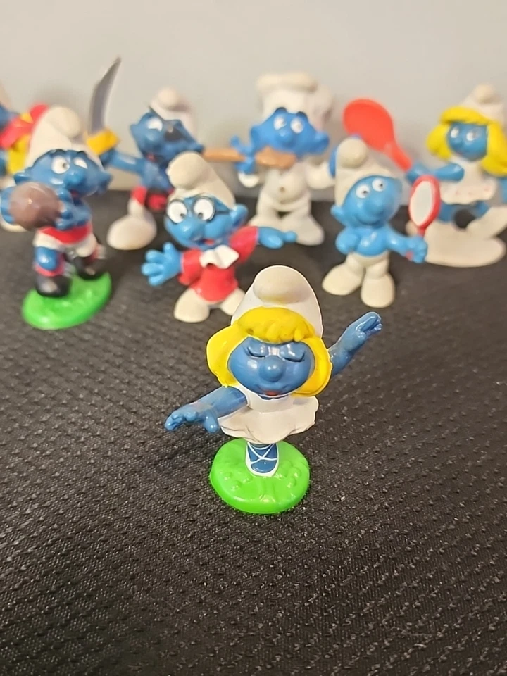 Lote De 8 Figuras De Colección De Los Pitufos Años 70-1980 Peyo Schleich Minituras De Vinilo Foto 2 de 4