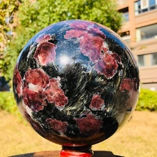 14.14LB Large Natural Garnet Sphere Crystal "Fireworks Stone"The Ball Healing