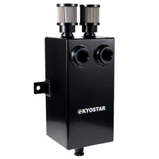 3L New 2x 12AN Black Aluminium baffled Oil Catch Can Breather Tank Filter +Drain