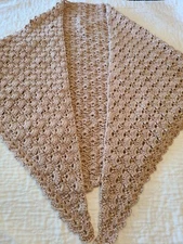Handmade Crocheted Triangular taupe colored Shaw/Scarf/Wrap
