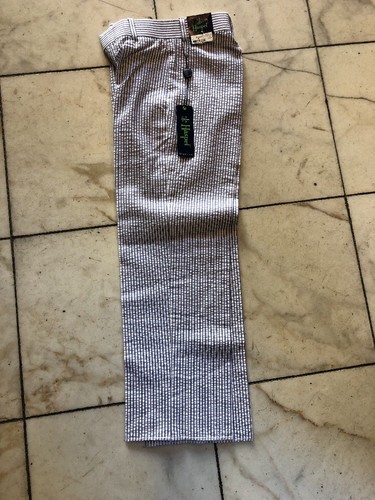 NWT Haspel Boys Seersucker Pants Navy/White Summer Flat Front Pants Size 22 - Picture 2 of 7