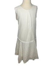 Crewcuts Girls White Eyelet Dropped Waist Dress Sz 14