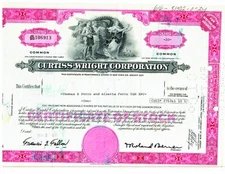 Curtiss-Wright Corporation, August 23, 1973 #106913 Authentic Stock Certificate