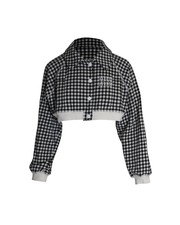 Miu Miu Houndstooth Fleece Jacket In Black Cotton Intxs