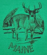 Vtg 1986 Screen Stars Adult Unisex Size Small Maine / Deer Graphic T-Shirt Green