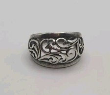 Sterling Silver 925 Scrolled Openwork Dome Band Ring 925 Sz 6 Women's