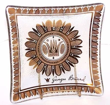 1959 GEORGES BRIARD Art Glass REGALIA Crown MID CENTURY Gold Glass Plate or Bowl