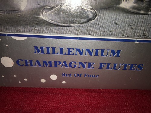 NIB 4 MILLENNIUM 10.25” CHAMPAGNE FLUTES W STAR THEMED WEDDING ANY CELEBRATION - Picture 3 of 8