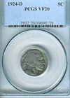 1924-D Buffalo Nickel : PCGS VF20