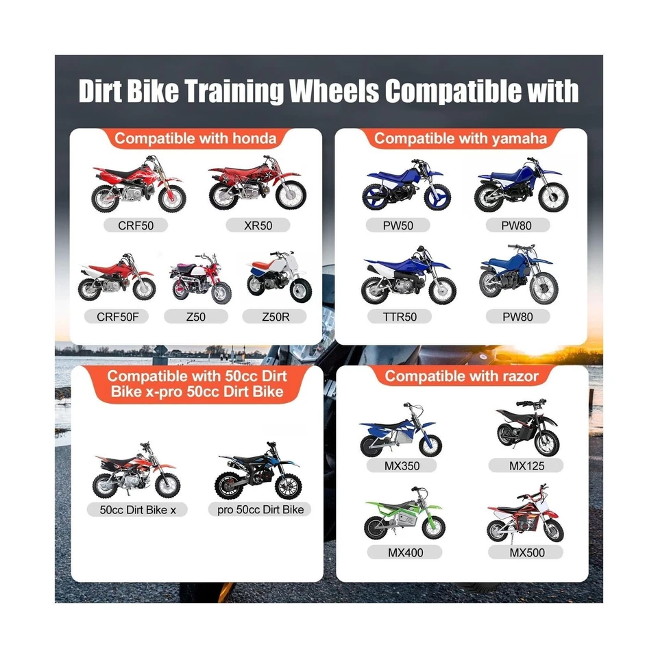 Dirt Bike Training Wheels - For Honda/Yamaha/KTM 50cc, Upgrade Kit Foto 2 de 4
