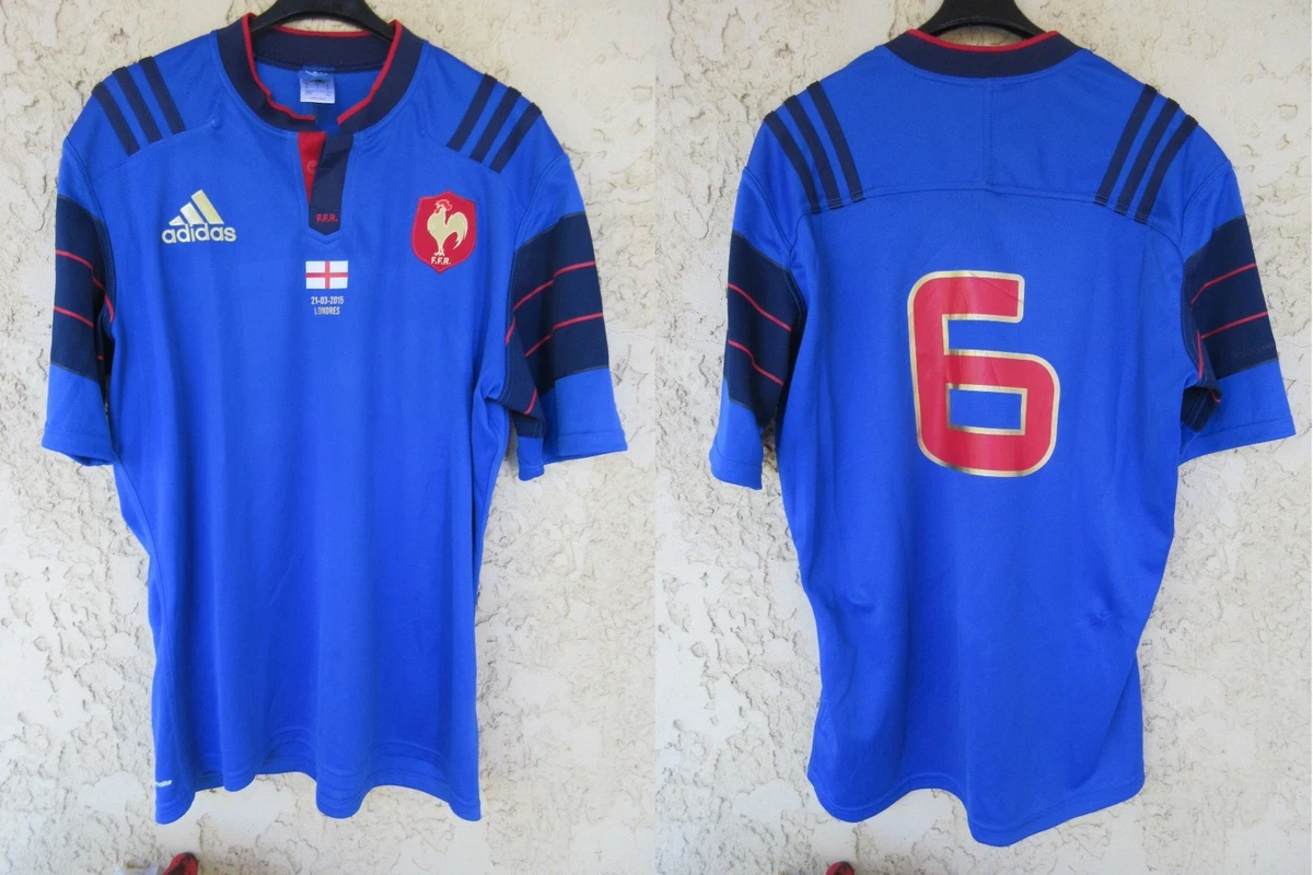 MAILLOT RUGBY RC MIRAMAS XV porté n°14 MADSPORT shirt jersey bleu L EUR 26,90 - FR