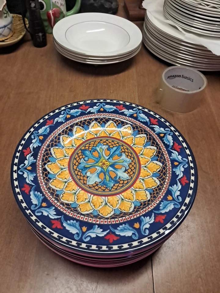 9 platos de ensalada de melamina al aire libre WILLIAMS SONOMA Sicilia 8 5/8" usados en excelente estado+  Foto 4 de 4