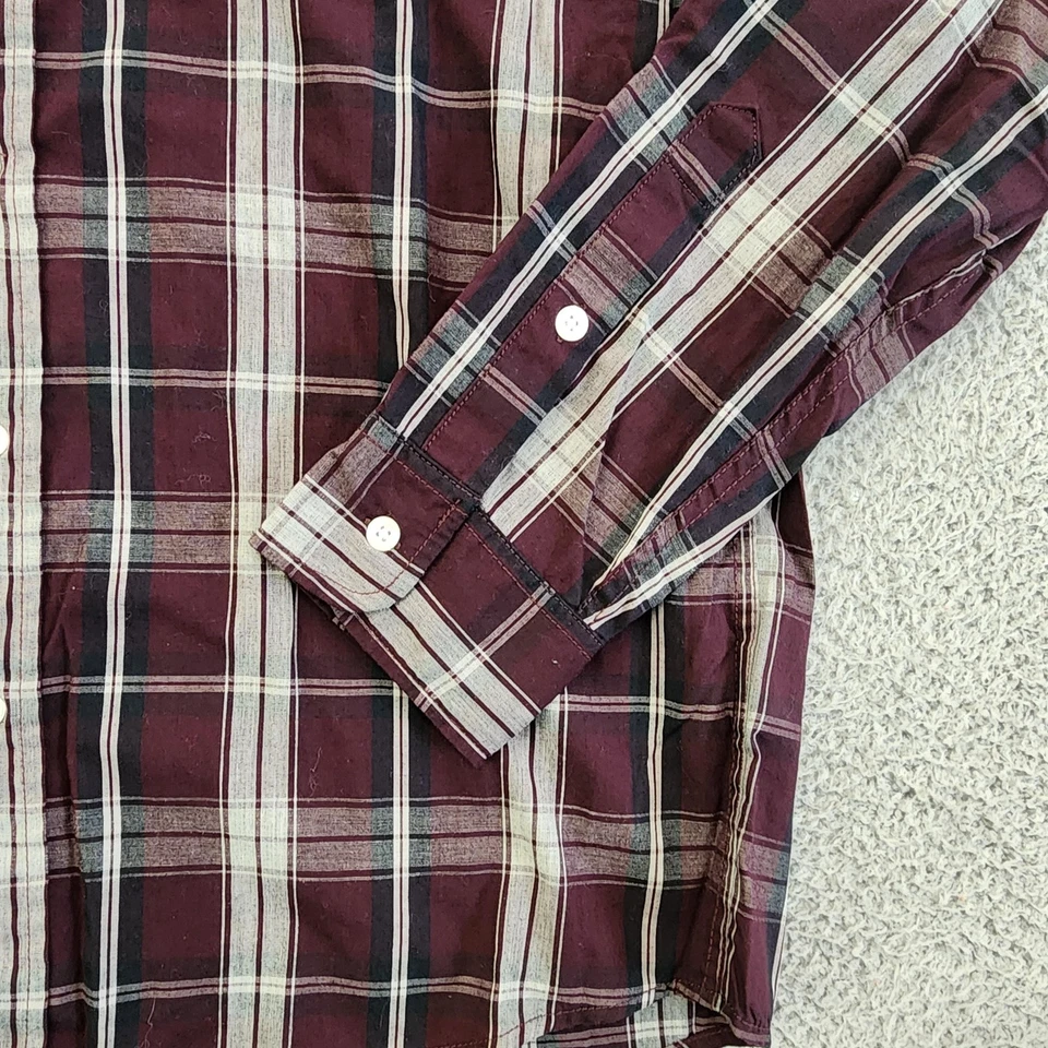 Camisa masculina Urban Pipeline grande xadrez borgonha fácil cuidado tecido botão para baixo parte superior - Imagem 4 de 4