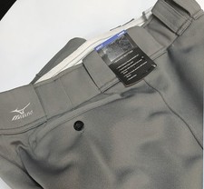 NEW Mizuno CHARCOAL GREY Baseball Long Pants ADULT LARGE NWT Hemmed Bottom