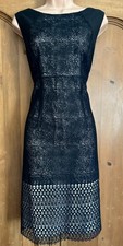 MINT VELVET Little Black Dress Lacy Overlay Pencil Zip Back Size 14