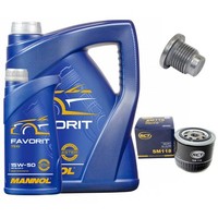 MotoröL Filter Set Mannol 15W50 API 6 Liter + Schraube FüR Renault Megane Scenic