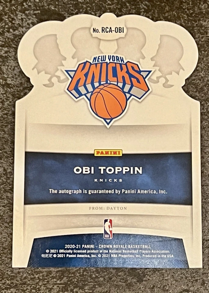 2020-21 Panini Crown Royale Rookie Autographs #RCA-OBI Obi Toppin Knicks /99 - Image 3 of 3
