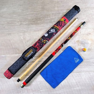 CUESOUL Wunderschönes 58'' Poolqueue 19oz   2-teiliges Grafikset mit Etui & Handtuch   Rot