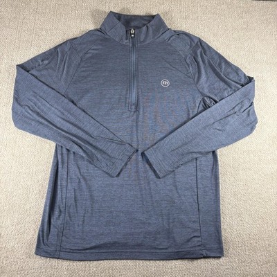 TravisMathew Pullover Mens Medium Blue 1/4 Zip Long Sleeve Golf Shirt