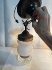 Classic Vintage 70s Pendent Brass Light Fixture/milk/diamond Cut Glass Design
