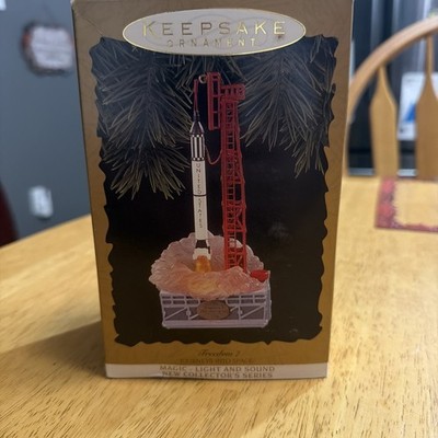 VTG Hallmark Space Ornament - Freedom 7 Rocket, Magic Light and Sound
