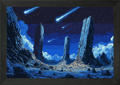 Gerahmtes Wandbild Meteor Himmel Poster Leinwanddruck Bild