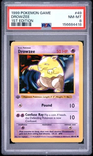 Pokemon Drowzee Base Set Shadowless 1st Edition 49/102 PSA 8