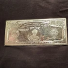 Silver Bullion Bar Engraved Collectible $100,000 US Federal Reserve Note Design