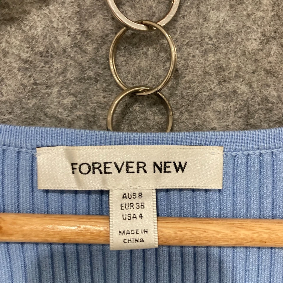 Forever New Dress Womens Size 8 Blue Ribbed Bodycon Long Sleeve Party 51521 - image 3 of 4