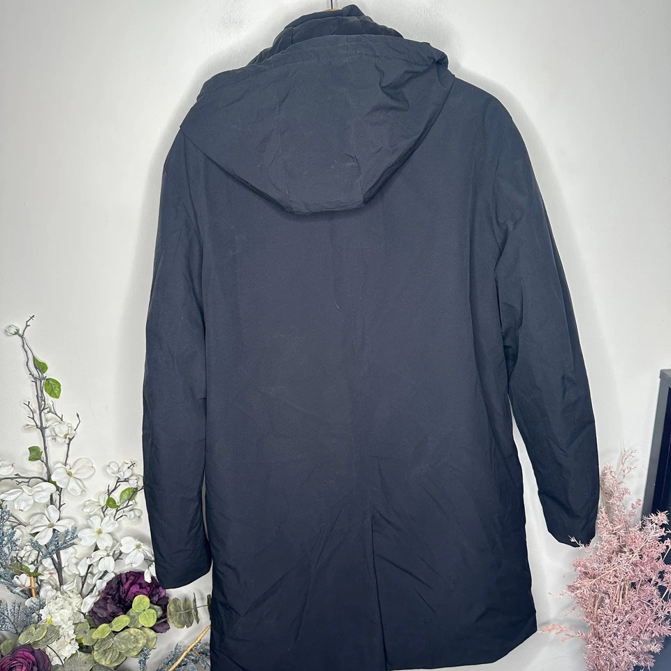 CLUB MONACO Primaloft Refined Padded Shell Hooded Park Black Sz Large $395 - Image 3 of 4