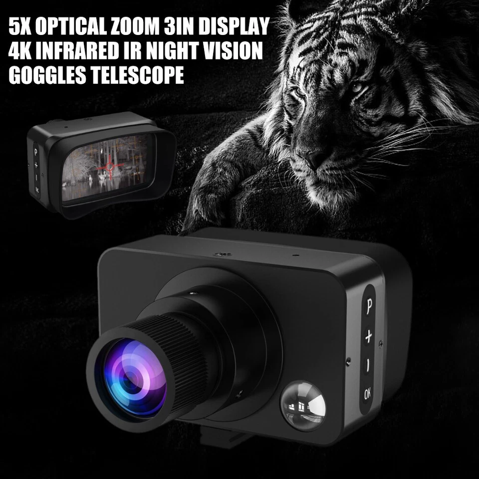 3" Display 4K Infrared IR Night Vision Goggles telescope 5X Optical Zoom 1700MAH - Image 3 of 4