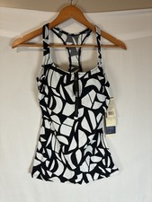 Free Sport by Gottex Geo Club 36D Cup Tankini Swim Top with a zipper Padded