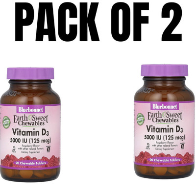 Bluebonnet Nutrition Vitamin D3   5,000 IU, 90 Chewable Tablets   Pack of 2