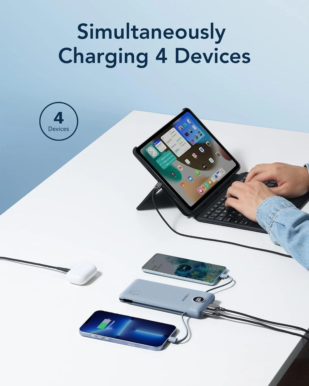 Portable Charger Built-in Cables and AC Wall Plug, USB C Power Bank 10000mAh - product detail image 6