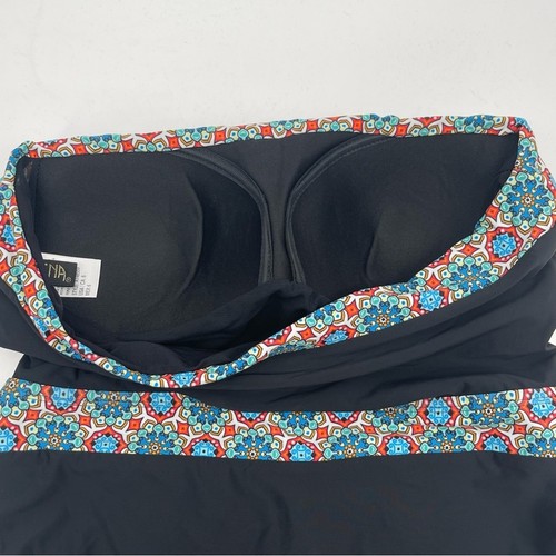 NEU ATHENA Badeanzug Größe 6 Einteiler trägerlos schwarz Paisleymuster Küste Strand - Bild 8 von 12