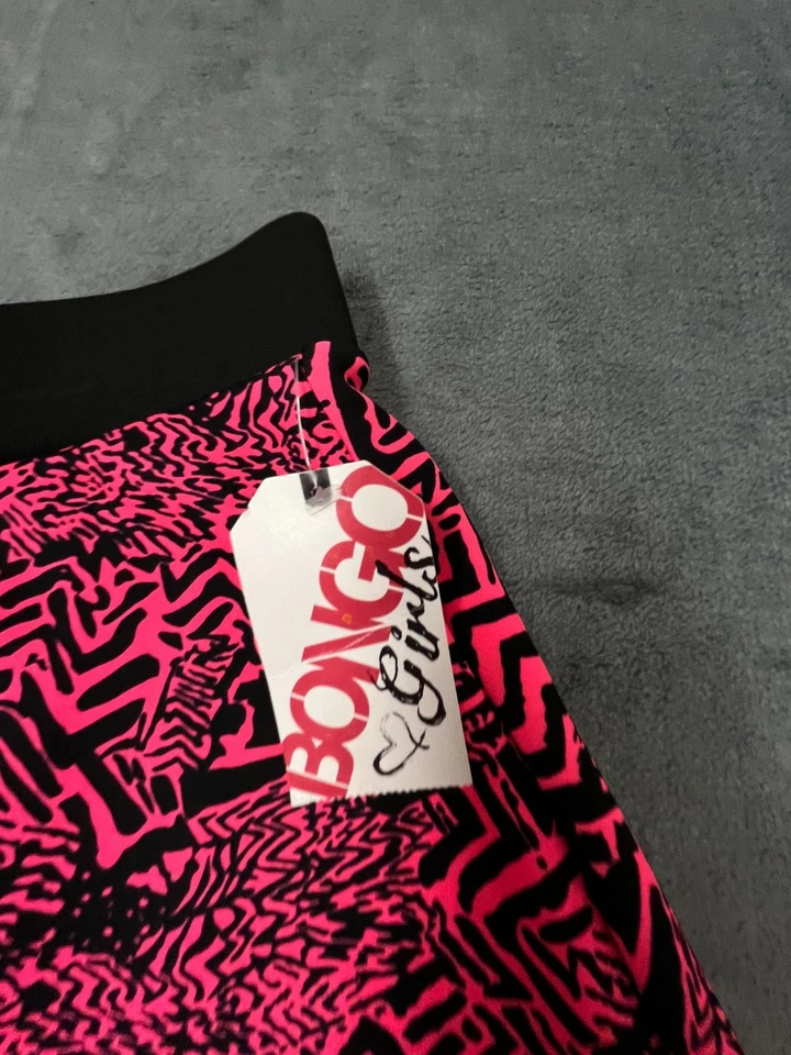 Falda de Buceo Bongo Niñas Grande Rosa Negra Estampado Geométrico Cintura Elástica Cremallera Trasera Foto 4 de 4