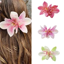 2PCS Orchid Hair Clip Flower Hairpin Floral Brooch Pin Headpieces Barrettes↔